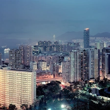 skyscrapers, Town, night