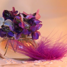 feather, fragrant violets, small bunch