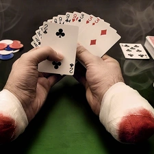 smoke, hands, Cards