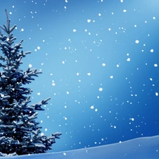 winter, christmas tree, snow