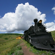 snowy, locomotive, plough