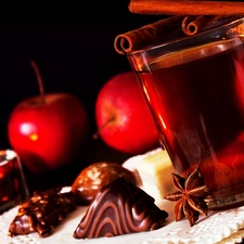 apples, cup, spice, blur, Candies, tea