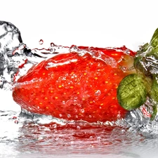 splash, Strawberry, water