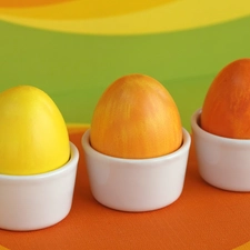 Three, color, stands, eggs