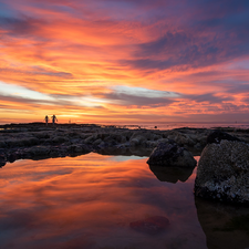 Brighton Beach, Beaches, Melbourne, rocks, Sky, State of Victoria, People, Great Sunsets, Australia, sea, color, clouds