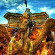 Pegasus, fountain, Statue monument