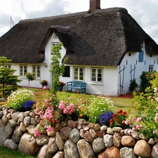 Stone, fence, Home, garden, country