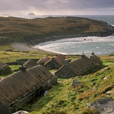 Stones, sea, Houses