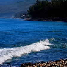 sea, rocks, Stones, Waves