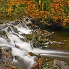 Stones, River, waterfall