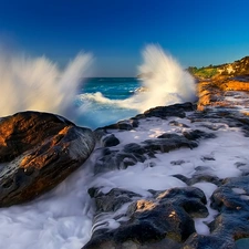 Stones, sea, Waves