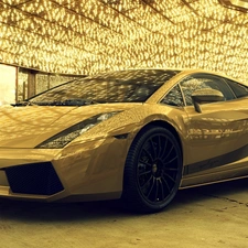 Golden, passage, stores, Lamborghini