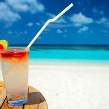 sea, Drink, Straw, table