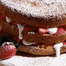 cake, strawberries