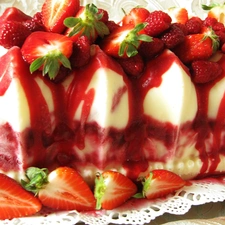 cheesecake, cold, strawberries, an