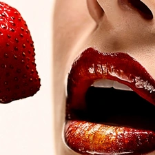 lips, lipstick, Strawberry, red hot