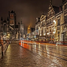 St. Petersburg, chair, Street, Night