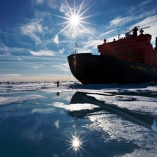 Ice-breaker, People, sun, floe