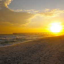 Platform, Beaches, sun, clouds, east, sea