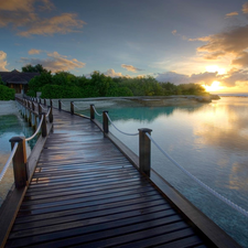 Coast, west, sun, bridge