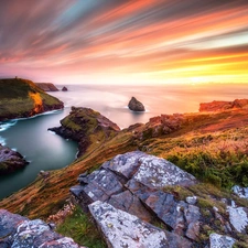 west, Coast, Boscastle, Beatyfull, Rocky, sun, England