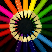 rainbow, shape, sun, crayons