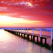 sea, west, sun, Platform