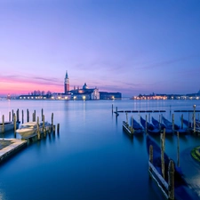 Great Sunsets, Gondolas, San Giorgio Maggiore, Italy, Venice