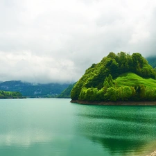 emerald, lake, Switzerland, mountain