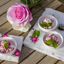 ice cream, rouge, table, small bunch