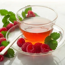 tea, Raspberries, mint