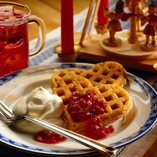 waffles, frozen, tea, Jam