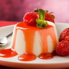 dessert, raspberries, teaspoon, strawberries