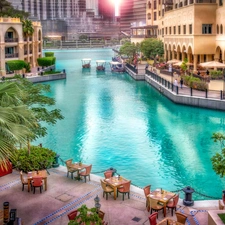 Hotels, Dubaj, terrace, HDR, Restaurant, canal