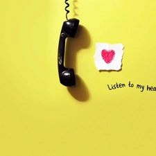 Telephone, Heart teddybear, text