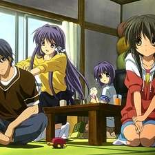 Okazaki, Anime, Ryou Fujibayashi, Tomoya, Clannad, Fuko Ibuki, Kyou Fujibayashi