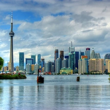 tower, Toronto, lake