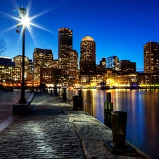 Boston, The United States, skyscrapers, Town, illuminated