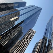 Town, skyscrapers, clouds