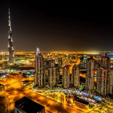 Dubaj, panorama, Town, nigh