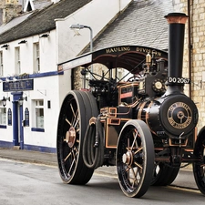 antique, steam, Town, Front Truck