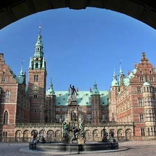 Town, Hillerod, Frederiksborg, fountain, Castle