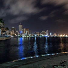Town, South Africa, Palms, Ocean, Night, Durban