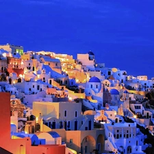 santorini, Greece, nigh, Panorama of City, Houses