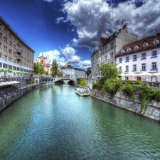 Slovenia, canal, Town, Ljubljana