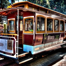 Street, urban, tram, Houses