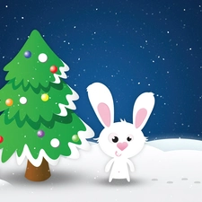 Rabbit, christmas tree