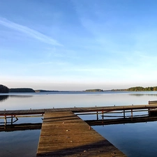 woods, Islands, viewes, autumn, lake, trees, Platform