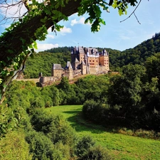 Castle, woods, trees, The Hills