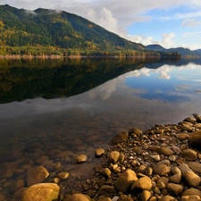 trees, viewes, Stones, mountains, River